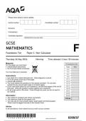 AQA GCSE MATHEMATICS 8300-1F Foundation Tier Paper 1 Non-Calculator   question paper  June 2024