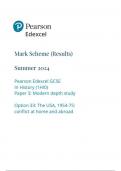 Pearson Edexcel GCSE In History (1HI0) Paper 3: Modern depth study Option 33: The USA, 1954-75: conflict at home and abroad mark scheme june 2024 1hi0-33