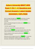 Auburn University MNGT 4800 Exam 1: Ch.1 – 4 | Questions and Correct Answers | Latest Update 2024/2025 | 100% PASS