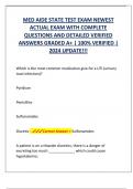 MED AIDE STATE TEST EXAM NEWEST  ACTUAL EXAM WITH COMPLETE  QUESTIONS AND DETAILED VERIFIED  ANSWERS GRADED A+ | 100% VERIFIED |  2024 UPDATE!!!