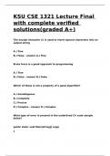 KSU CSE 1321 Lecture Final with complete verified solutions(graded A+).