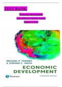 Test Bank For Economic Development, 13th Edition by Michael Todaro ALL CHAPTERS COVERED