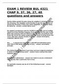 EXAM 1 REVIEW BUL 4321 CHAP 9, 37, 36, 27, 40 questions and answers