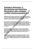 SafeSport Refresher 1 Recognizing and Reporting Misconduct with complete verified solutions