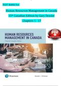 Human Resources Management in Canada 15th Canadian Edition By Gary Dessler , Nita Chhinzer Chapter 1-17 2023/2024