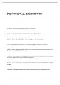 Psychology 121 Exam Review Questions and Answers