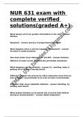 NUR 631 exam with complete verified solutions(graded A+).