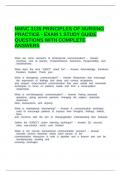 NMNC 3135 PRINCIPLES OF NURSING PRACTICE - EXAM 1 STUDY GUIDE QUESTIONS WITH COMPLETE ANSWERS.