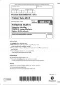 Pearson Edexcel Level 3 GCE Religious Studies Advanced Subsidiary PAPER 4: Study of Religion Option 4B: Christianity 8RS0/4B question paper june 2024 