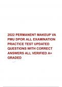 2022 PERMANENT MAKEUP VA PMU DPOR ALL EXAMINATION PRACTICE TEST UPDATED QUESTIONS WITH CORRECT ANSWERS ALL VERIFIED A+ GRADED 