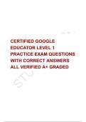 CERTIFIED GOOGLE EDUCATOR LEVEL 1 PRACTICE EXAM QUESTIONS WITH CORRECT ANSWERS ALL VERIFIED A+ GRADED 