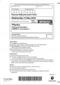 Pearson Edexcel Level 3 GCE Physics Advanced Subsidiary PAPER 1: Core Physics I  question paper june 2024 8ph0-01