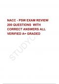 NACC - PSW EXAM REVIEW 200 QUESTIONS  WITH CORRECT ANSWERS ALL VERIFIED A+ GRADED 