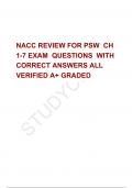   NACC REVIEW FOR PSW  CH 1-7 EXAM  QUESTIONS  WITH CORRECT ANSWERS ALL VERIFIED A+ GRADED 