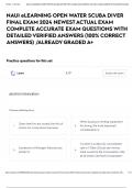 NAUI eLEARNING OPEN WATER SCUBA DIVER FINAL EXAM 2024 NEWEST ACTUAL EXAM COMPLETE ACCURATE EXAM QUESTIONS WITH DETAILED VERIFIED ANSWERS (100% CORRECT ANSWERS) /ALREADY GRADED A+