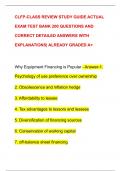 CLFP-CLASS REVIEW STUDY GUIDE ACTUAL  EXAM TEST BANK 200 QUESTIONS AND  CORRECT DETAILED ANSWERS WITH  EXPLANATIONS| ALREADY GRADED A+