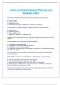 Xcel Life Policies Exam With Correct Answers 2025.