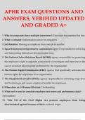 APHR EXAM QUESTIONS AND ANSWERS, VERIFIED UPDATED AND GRADED A+