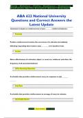 ABA 622 National University Questions and Correct Answers the  Latest Update