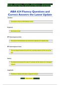 ABA 624 Fluency Questions and  Correct Answers the Latest Update