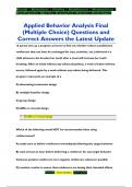 Applied Behavior Analysis Final  (Multiple Choice) Questions and  Correct Answers the Latest Update