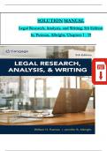 SOLUTION MANUAL Legal Research, Analysis, and Writing, 5th Edition by Putman, Albright, Chapters 1 - 19