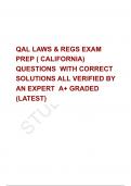 QAL LAWS & REGS EXAM PREP ( CALIFORNIA) QUESTIONS  WITH CORRECT SOLUTIONS ALL VERIFIED BY AN EXPERT  A+ GRADED (LATEST)