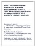 Quality Management and GLP| UPDATE|COMPREHENSIVE QUESTIONS WITH CORRECT/ VERIFIED ANSWERS|(frequently most tested question)GET IT 100% ACCURATE | ALREADY GRADED A+