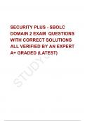 SECURITY PLUS - SBOLC  DOMAIN 2 EXAM  QUESTIONS  WITH CORRECT SOLUTIONS 