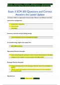 Exam 3 SCM 303 Questions and Correct  Answers the Latest Update