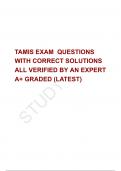   TAMIS EXAM  QUESTIONS  WITH CORRECT SOLUTIONS ALL VERIFIED BY AN EXPERT  A+ GRADED (LATEST)