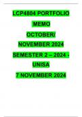 LCP4804 PORTFOLIO MEMO - SEMESTER 2 - 2024 - OCTOBER/NOVEMBER - UNISA  - DUE DATE :- 7 NOVEMBER 2024 (FULLY REFERENCED! DISTINCTION GUARANTEED!)