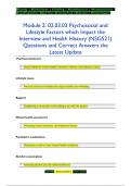 Module 2: 02.03.03 Psychosocial and  Lifestyle Factors which Impact the  Interview and Health History (NSG521) Questions and Correct Answers the  Latest Update