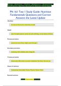 PN 161 Test 1 Study Guide: Nutrition  Fundamentals Questions and Correct  Answers the Latest Update