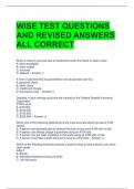 WISE TEST QUESTIONS AND REVISED ANSWERS ALL CORRECT 