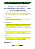 Segregated Funds & Annuities  Certification Exam Questions and Correct  Answers the Latest Update