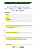 Unit 1 and 2 Nursing Fundamentals  NSG521 Questions and Correct Answers  the Latest Update