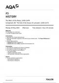 AQA AS HISTORY 7041-2B The Wars of the Roses, 1450–1499 Component 2B The Fall of the House of Lancaster, 1450–1471 question paper June 2024 Version: Fina