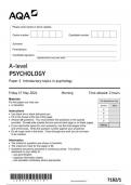 AQA A-level PSYCHOLOGY 7182-1 Paper 1 Introductory topics in psychology question paper June 2024