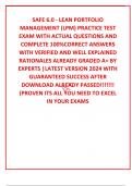 SAFE 6.0 - LEAN PORTFOLIO MANAGEMENT (LPM) PRACTICE TEST EXAM WITH ACTUAL QUESTIONS AND COMPLETE 100%CORRECT ANSWERS WITH VERIFIED AND WELL EXPLAINED RATIONALES ALREADY GRADED A+ BY EXPERTS |LATEST VERSION 2024 WITH GUARANTEED SUCCESS AFTER DOWNLOAD ALREA