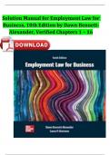 Solutions Manual for Employment Law for Business, 10th Edition by Dawn Bennett-Alexander, Verified Chapters 1 - 16 Fully Covered A+ Guide ISBN:9781260734270 Newest Version 2024 Edition 