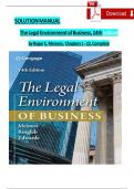 SOLUTION MANUAL The Legal Environment of Business, 14th Edition by Roger E. Meiners, Chapters 1 - 22, Complete