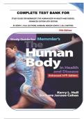 COMPLETE TEST BANK FOR STUDY GUIDE FOR MEMMLER'S THE HUMAN BODY IN HEALTH AND DISEASE, ENHANCED EDITION 14TH EDITION BY KERRY L. HULL (AUTHOR), BARBARA JANSON COHEN || ALL CHAPTERS