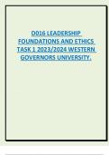 D016 LEADERSHIP  FOUNDATIONS AND ETHICS TASK 1 2023/2024 WESTERN  GOVERNORS UNIVERSITY