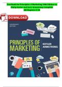 TEST BANK for Principles of Marketing 18th Edition by Philip Kotler and Gary Armstrong. Complete Chapters 1-20 A+ Guide ISBN:9780136708582 Newest Version