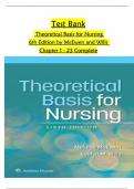 Test Bank For Theoretical Basis for Nursing 6th Edition by Melanie McEwen; Evelyn M. Wills Chapter 1 - 23 Complete ISBN-9781975175658