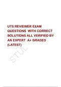 UTS REVIEWER EXAM  QUESTIONS  WITH CORRECT SOLUTIONS ALL VERIFIED BY AN EXPERT  A+ GRADED (LATEST)