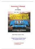 Solution Manual For Automotive Technology, A Systems Approach, 4th Canadian Edition By: Michel Melkert, Fanshaw College, (Section 1 To 9)