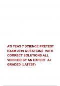   ATI TEAS 7 SCIENCE PRETEST EXAM 2019 QUESTIONS  WITH CORRECT SOLUTIONS ALL VERIFIED BY AN EXPERT  A+ GRADED (LATEST)