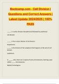 Bootcamp.com - Cell Division | Questions and Correct Answers | Latest Update 2024/2025 | 100% PASS